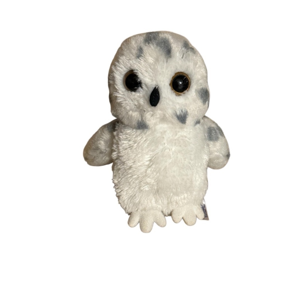 Aurora Snowy Flopsie Owl Plush 8" Stuffed Animal Gray Spotted
